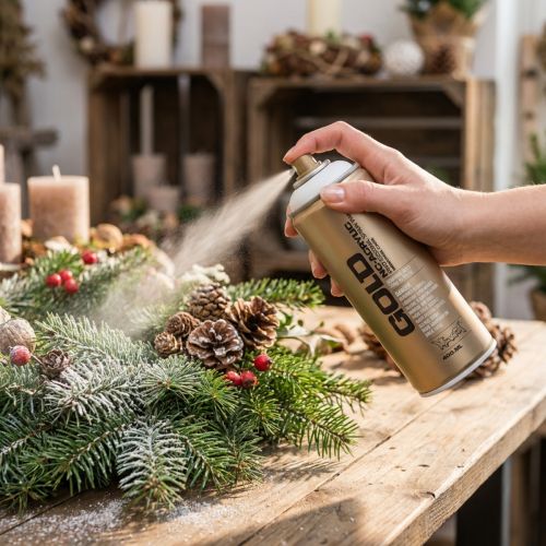 Purškiami dažai balti dažų purškiklis Montana Gold Shock White 400ml | Floristik24.lt