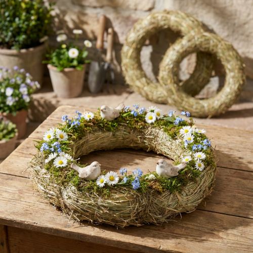 Šieno vainikai, stalo puošmena, natūrali medžiaga, Ø 31-32 cm, 5 vnt. rinkinys | Floristik24.lt