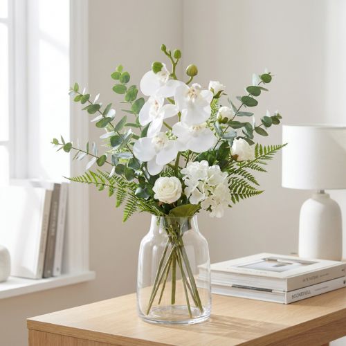 Balta dirbtinė orchidėja Phalaenopsis Real Touch 32cm | Floristik24.lt