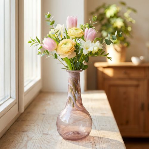 Mini stiklinė vaza gėlių vaza violetinė Ø7,5cm H15cm | Floristik24.lt