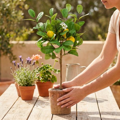 Dirbtinis citrinmedis, 58 cm vazonas, dekoratyvinis medis, Viduržemio jūros regiono stiliaus | Floristik24.lt