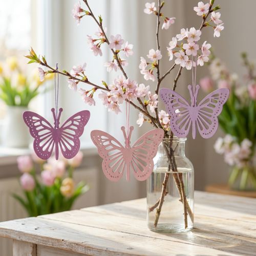 Deco butterflies deco kabykla violetinė/rožinė/rožinė 12cm 12vnt | Floristik24.lt
