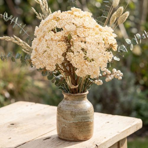 Dirbtinės kraujažolės kreminės spalvos dirbtinės Achillea gėlės 30cm 6 vnt. | Floristik24.lt