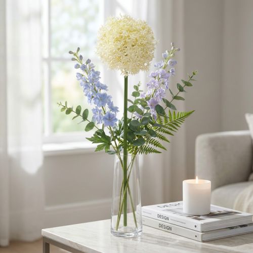 Dirbtinis Allium kreminis baltas dekoratyvinis svogūnas Ø18cm L90cm | Floristik24.lt