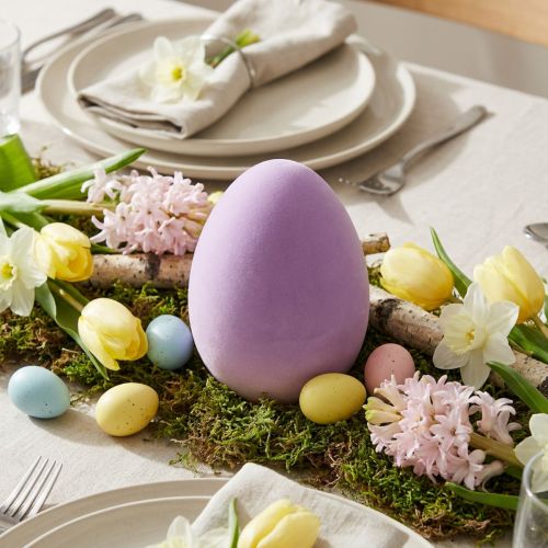 Velykinio margučio puošmena – 2-as pasirinkimas – plastikinis purpurinis flokuotas 20cm | Floristik24.lt