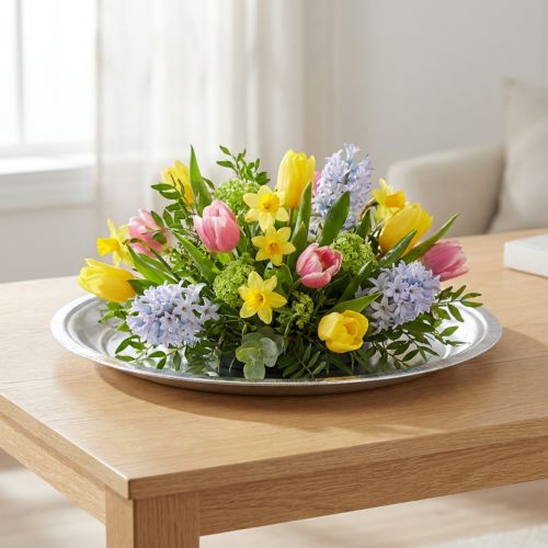 Dekoratyvinė plokštelė metalas sidabras blizgus Ø36cm H3cm | Floristik24.lt