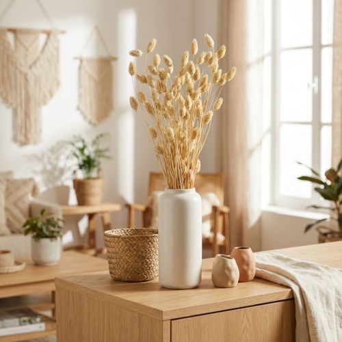 Džiovinta gėlė Phalaris, dekoratyvinė žolė, sausa floristika, boho gamta, balinta L55cm 100g | Floristik24.lt