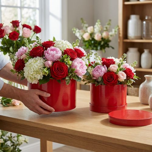 daiktų Gėlių dėžutė raudona blizgi Ø18/20cm 2 vnt