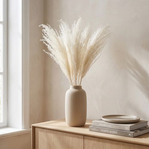daiktų Džiovintos gėlės, sidabrinė žolė. Elegantiška natūrali puošmena namams ir biurui. 70 cm, 10 vnt.