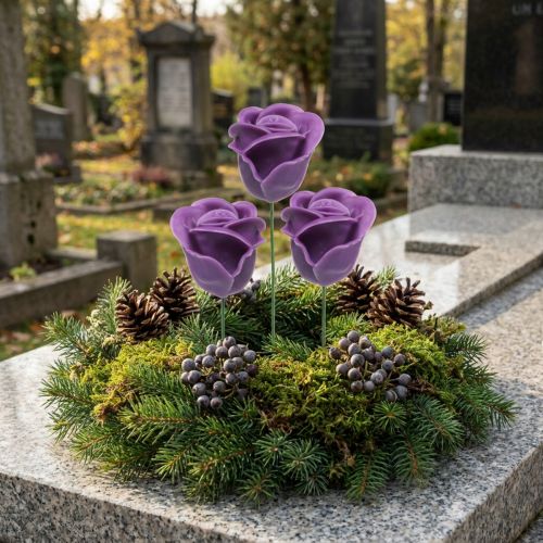 daiktų Dirbtinės rožės violetinis vaškas rožės dekoratyvinės rožės vaškas Ø6cm 18 vnt