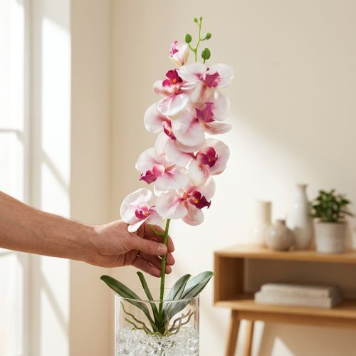daiktų Orchid Phalaenopsis dirbtinės 9 gėlės baltos fuksijos 96cm