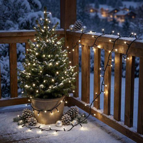 LED ryžių šviesos grandinėlė 80s 6m lauko juodai/baltai | Floristik24.lt