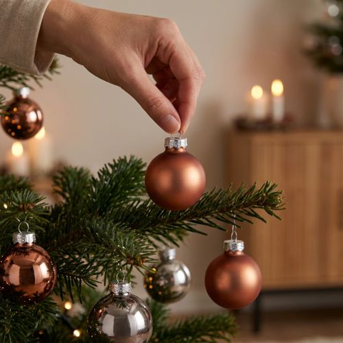 Mini kalėdiniai rutuliukai sidabrinis abrikosinis stiklas Ø3cm 22 vnt | Floristik24.lt