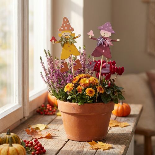 Gėlių kamštis rudens puošmena medis geltona violetinė 8×6cm 12vnt | Floristik24.lt