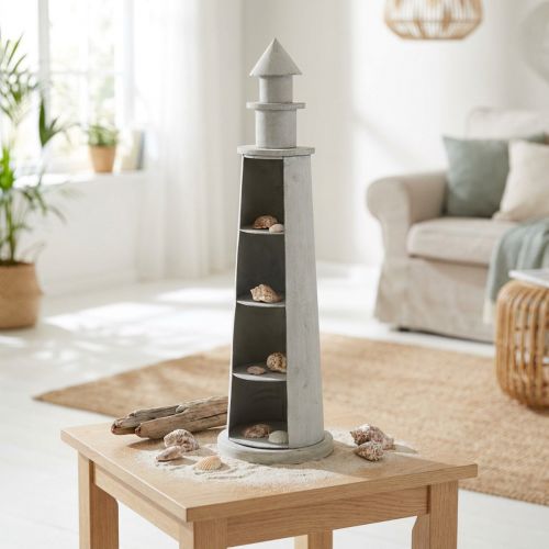 Lighthouse Shabby Chic Cream Summer Decoration Maritime Ø14.5cm H51cm | Floristik24.lt