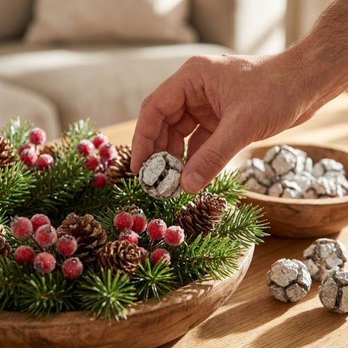 Kiparisų kankorėžiai 3 cm, balti, plauti, 500 g | Floristik24.lt
