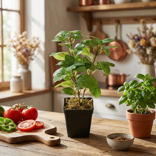 Mėta vazone, dirbtinės žolelės, žalias augalas, H24cm | Floristik24.lt