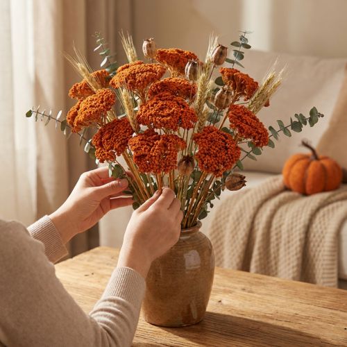 Achillea Orange džiovinti žiedai, kraujažolės, 45-60 cm, 1 kg | Floristik24.lt