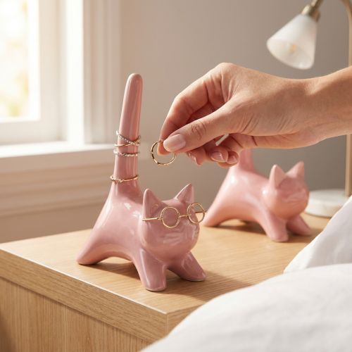 daiktų Katės dekoratyvinė figūrėlė, ideali miegamojo ir vonios kambario dekoracija, 14 cm, 2 dalys