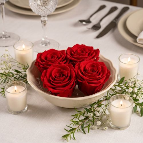 Tikrų rožių galvutės „Infinity Roses Red Premium“ Ø8,5 cm 4 vnt. | Floristik24.lt