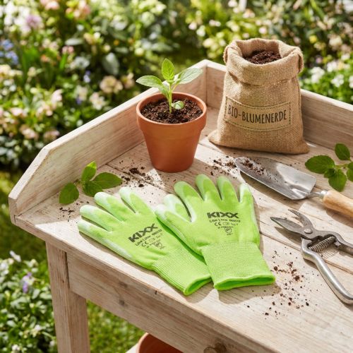 „Kixx“ sodo pirštinės, 7 dydis, šviesiai žalios, lime spalvos | Floristik24.lt