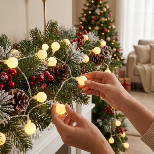 LED šviesų grandinėlė Cherry šiltai balta 9m 120LED | Floristik24.lt