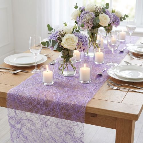Deco fleece Sizoweb stalo takelis violetinis 30cm 5m | Floristik24.lt