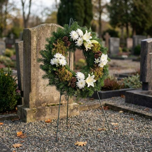 Tamsiai žalias vainikų stovas – mažesniems vainikams iki 50 cm skersmens | Floristik24.lt