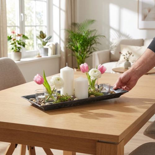 Dekoratyvinis padėklas marmurinis antracitas 36x17cm 6vnt | Floristik24.lt
