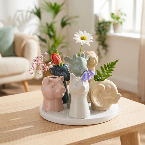 Vazos formos dekoratyvinės gyvūnų figūrėlės, puikiai tinka žaismingam kambario dizainui, 13 cm | Floristik24.lt