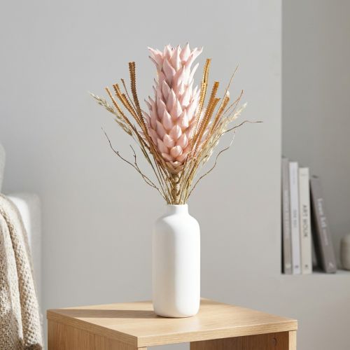 daiktų Egzotiškos dirbtinės gėlės rožinės spalvos didelis ananaso žiedas 74cm