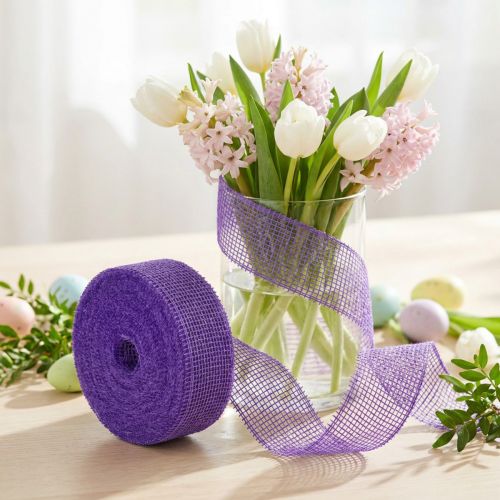 Violetinė džiuto juostelė, 5 cm pločio, 40 m ilgio | Floristik24.lt