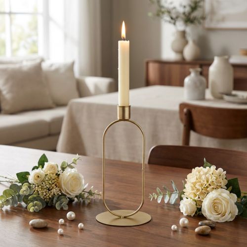 Žvakidė Ovali Žvakidė Auksinė Ø10cm H21cm | Floristik24.lt