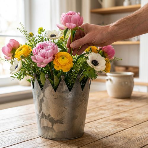 Deco karūna antikvarinės išvaizdos pilka metalo apdaila Ø17,5cm H17,5cm | Floristik24.lt