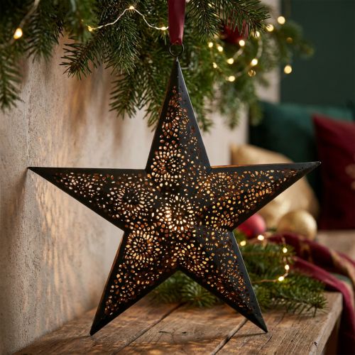 Kalėdinė kabykla star metal star black H25.5cm | Floristik24.lt