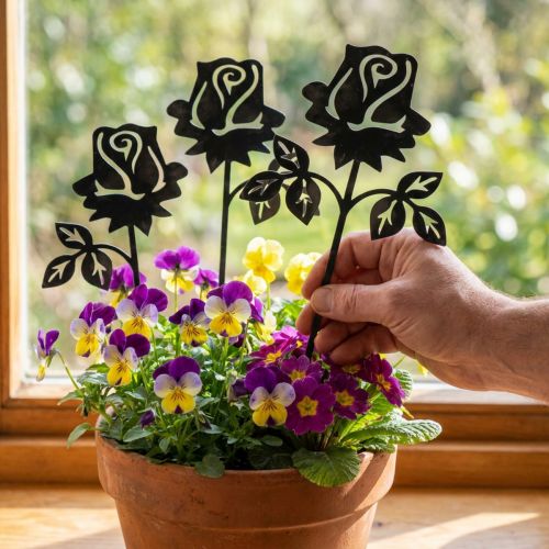Metalinis kištukas rožinis sidabriškai pilkas, baltas plautas metalas 20cm × 11,5cm 8 vnt. | Floristik24.lt