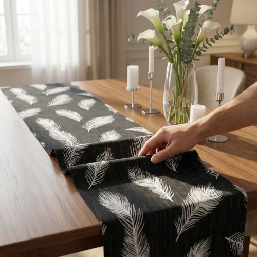 Stalo takelis su plunksnų raštu 30cm x 500cm | Floristik24.lt