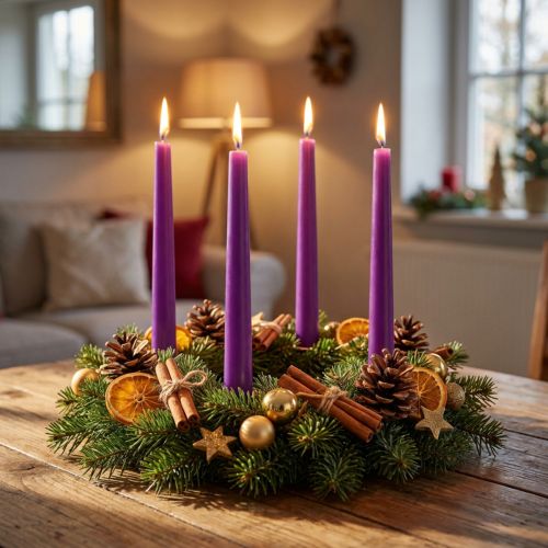 daiktų Kūginės žvakės Wenzel žvakės violetinės 250/23mm 12 vnt