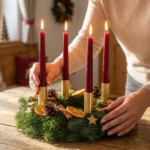 Žvakių laikiklis lazdinėms žvakėms siauras auksinis Ø2,2cm H15cm 4vnt | Floristik24.lt