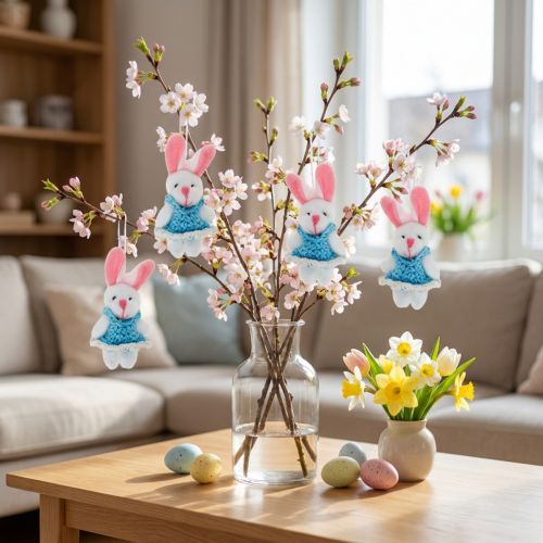 Pakabukas zuikis 5,5cm mėlynas 9vnt | Floristik24.lt