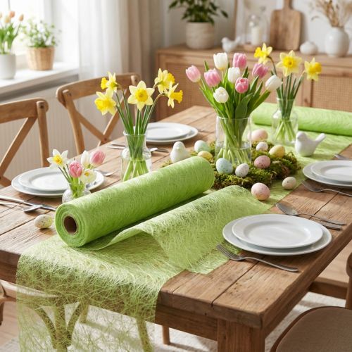 Deco fleece Sizoweb stalo takelis šviesiai žalias 30cm 25m | Floristik24.lt