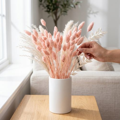 Phalaris rožinė blizganti žolė džiovinta sausa dekoracija 65cm 60g | Floristik24.lt