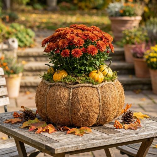 daiktų Augalų krepšelis moliūgas rudens dekoracija oranžinis Ø22cm A17cm