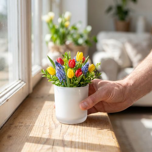 Stiklinis puodas Ø7,8cm H8cm baltas | Floristik24.lt