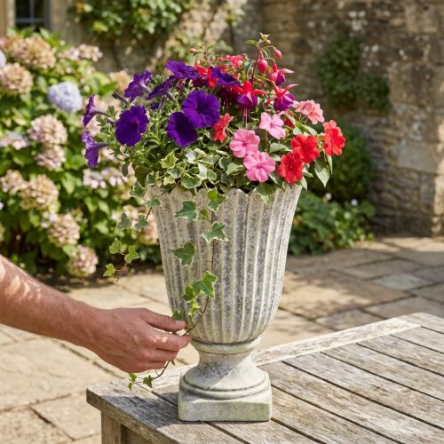 Sodinamosios dekoratyvinis trofėjus senovinis lietaus akmens pilkas Ø20cm H30.5cm | Floristik24.lt