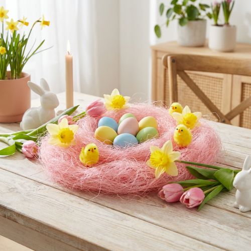 Sizalio žolė rankdarbiams, amatų medžiaga natūrali medžiaga rožinė 300g | Floristik24.lt