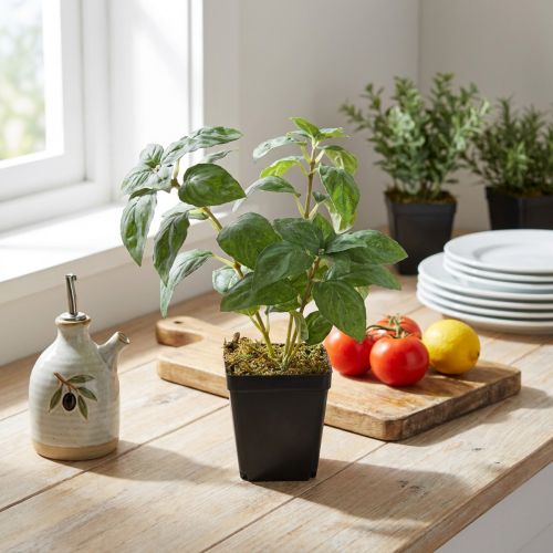 daiktų Dirbtinis bazilikas vazonėlyje Žaliosios žolelės H22cm