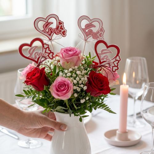 Gėlių kamštukas dekoratyvinis kištukas "Love" Valentino diena 25,5cm 16 vnt | Floristik24.lt
