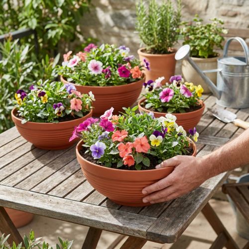R formos dubenėliai plastikiniai terakotos spalvos Ø 13 cm - 19 cm, 10 vnt. | Floristik24.lt