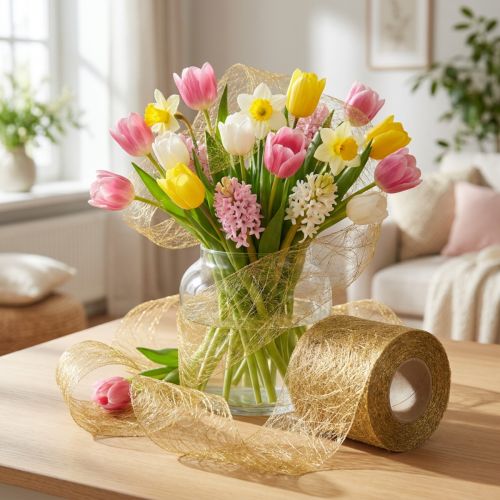 Vilna 8cm 25m aukso | Floristik24.lt
